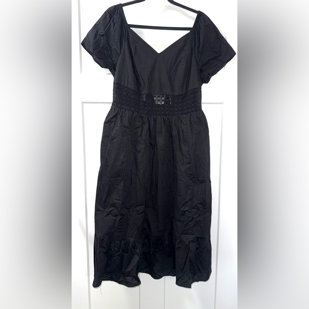 Torrid Midi Poplin Sheer Waist Dress